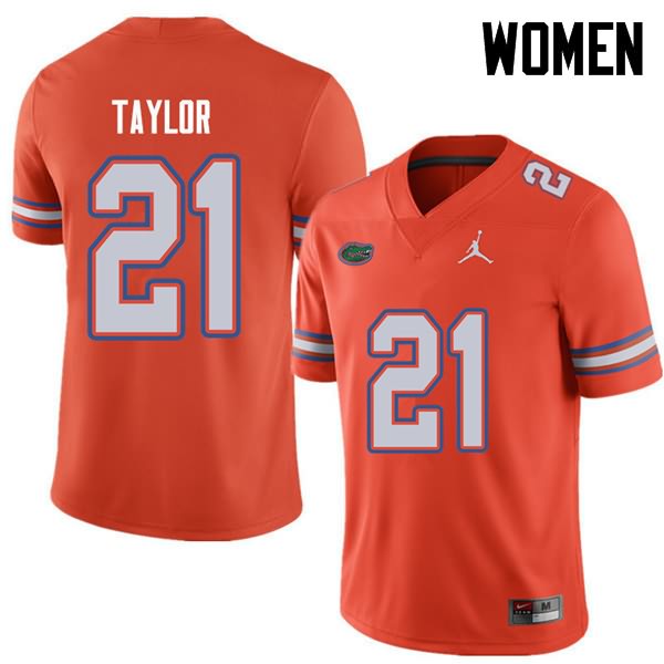 Women's NCAA Florida Gators Fred Taylor #21 Stitched Authentic Jordan Brand Orange College Football Jersey RDY4265DT